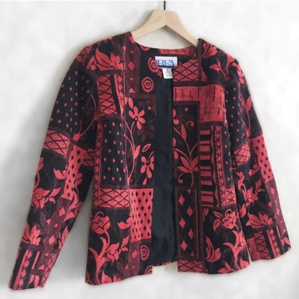 Vintage Bfa Patchwork Classic Cropped Blazer Jack… - image 4